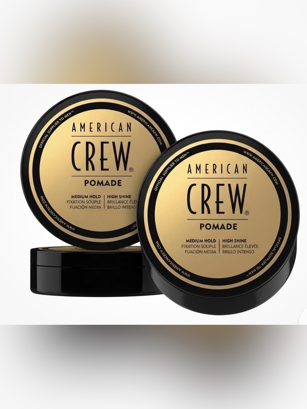 2Pack Men's Hair Pomade by American Crew, Medium Hold with High Shine